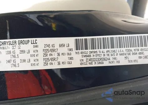 2013 Dodge Grand Caravan Crew from USA, damaged, VIN 2C4RDGDG3DR596244